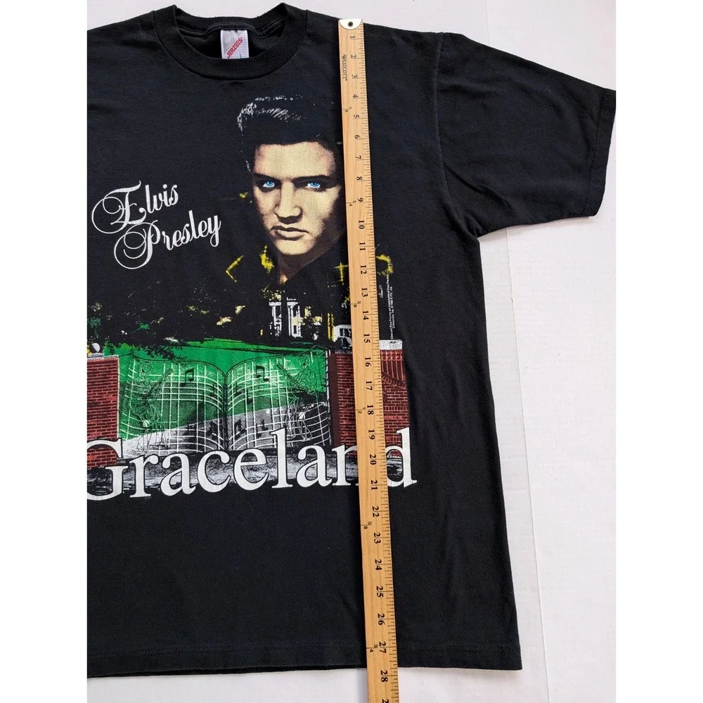 Vintage Elvis Presley Graceland Shirt Mens Large Black 90s Single Stitch‎
